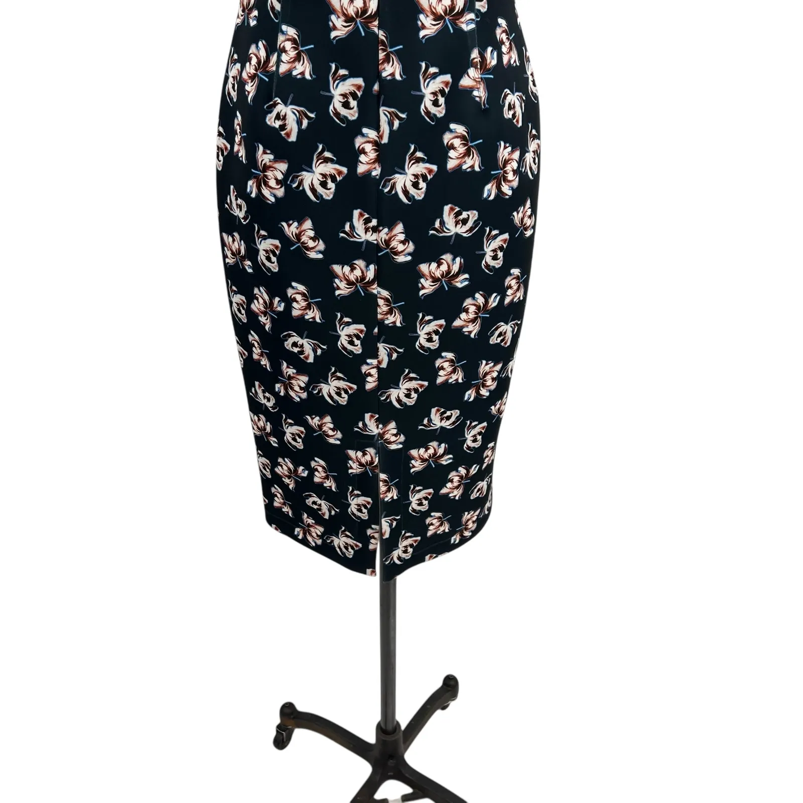 Yigal Azrouel Scuba Sheath Dress Floral Print Grommet Neckline Blue Size US 8 - Image 12