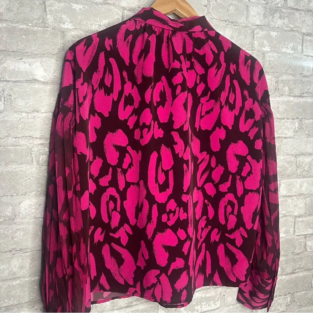 Who What Wear Women’s Blouse Animal Print Size XXL (Black Pink) - Image 11