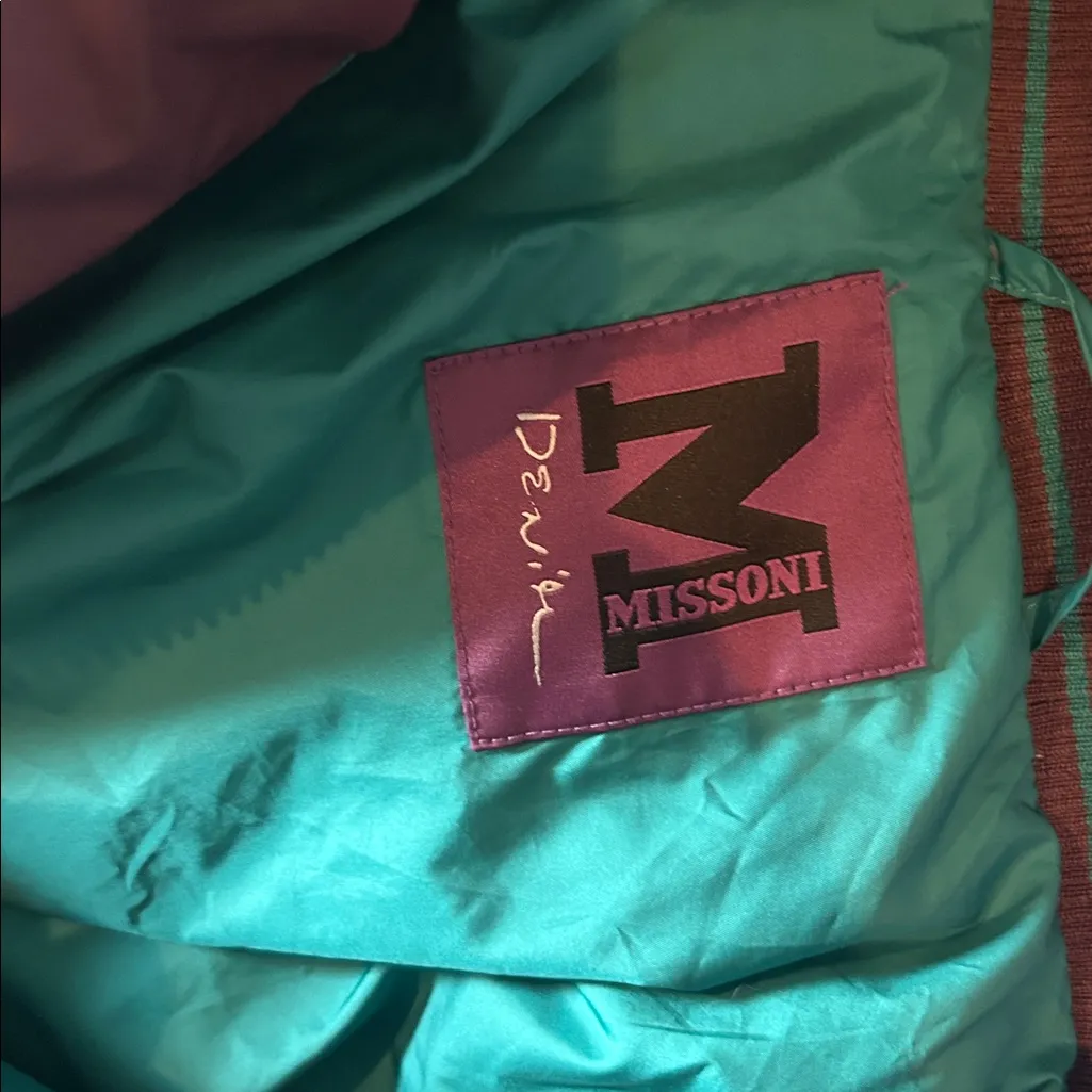 Missoni Denim Purple/ Teal Cinched Waist Puffer Jacket Size 6 - Image 6