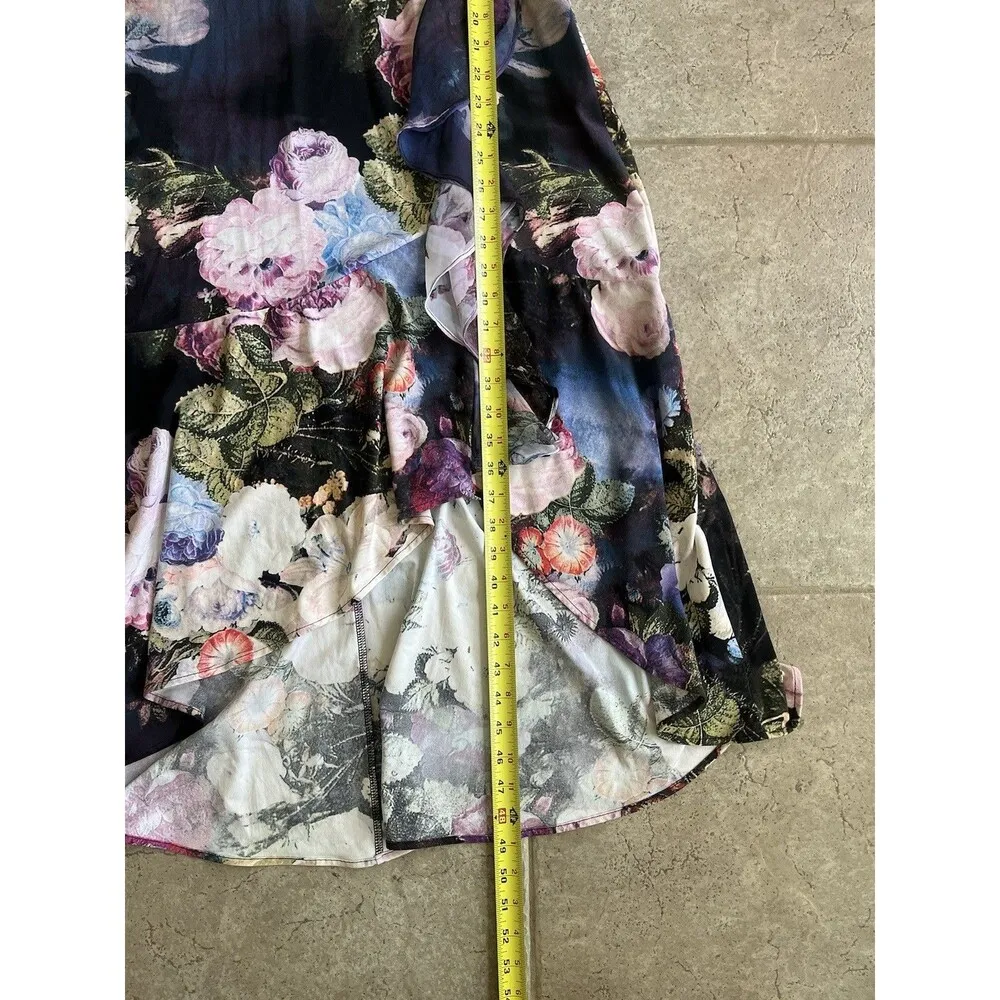 Kate & Mallory Size Large Asymmetrical Flutter Floral Stretch Midi Dress - Image 4