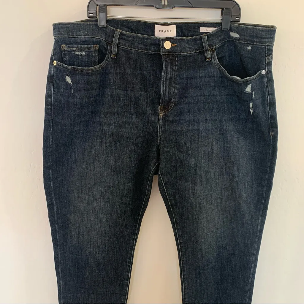 Frame Le Garçon Crop Boyfriend Distressed in Covant Wash Jeans Size 34 - Image 5