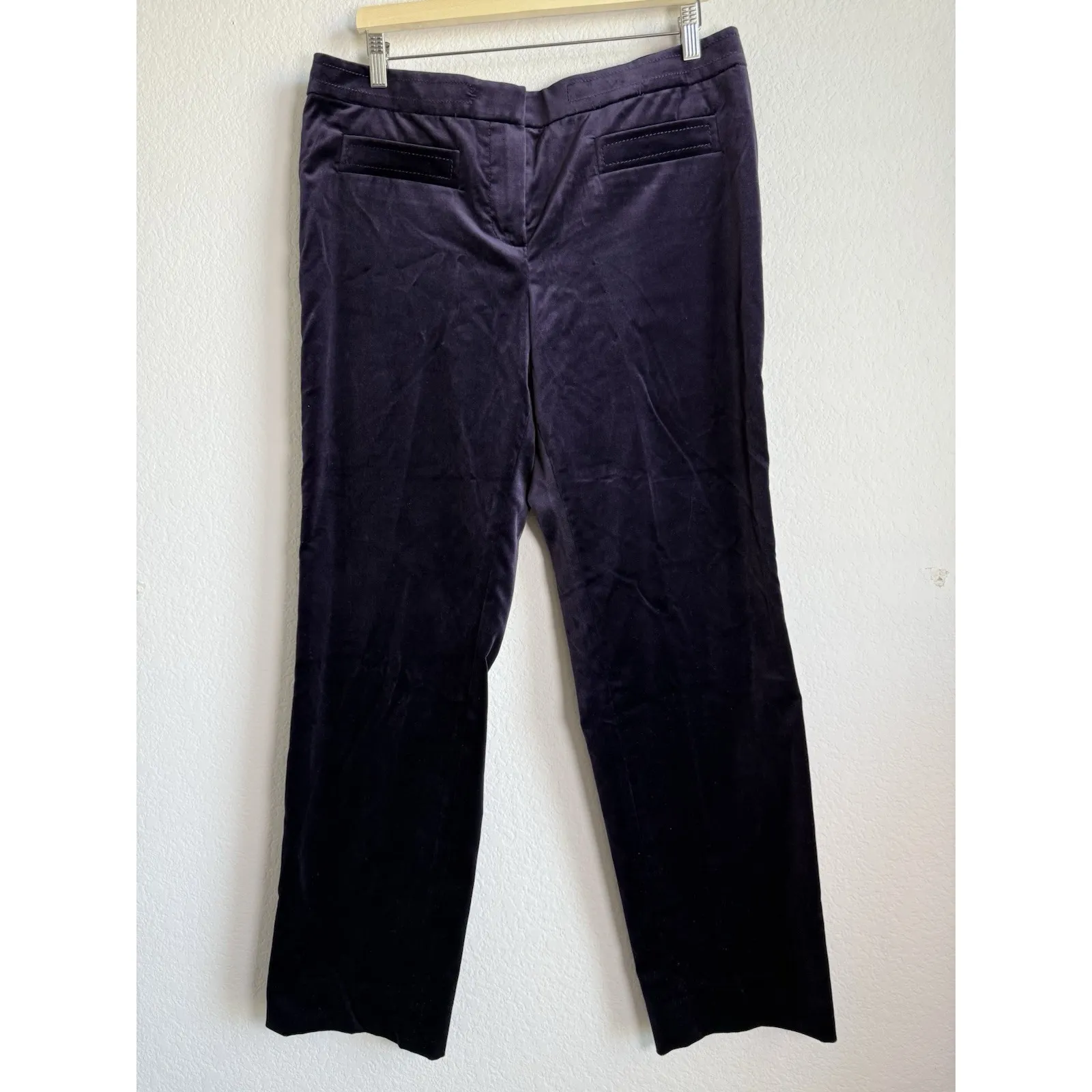 Carlisle Women's Velour Purple Straight Leg Dress Pants‎ Silk Lining Size 14 - Image 5