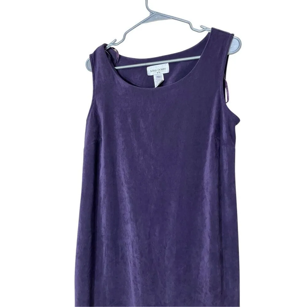 Vintage Miss Dorby Sleeveless Purple Sheath Dress W‎ Embroidered Blazer 10 - Image 3