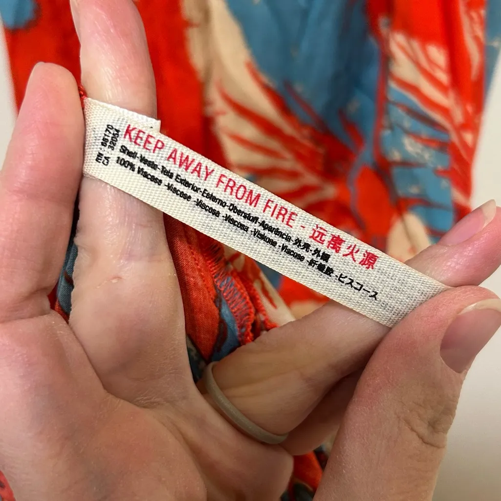 Intimately Free People Heat Wave Tropical Print Smocked Maxi Dress Size XS Red - Image 8