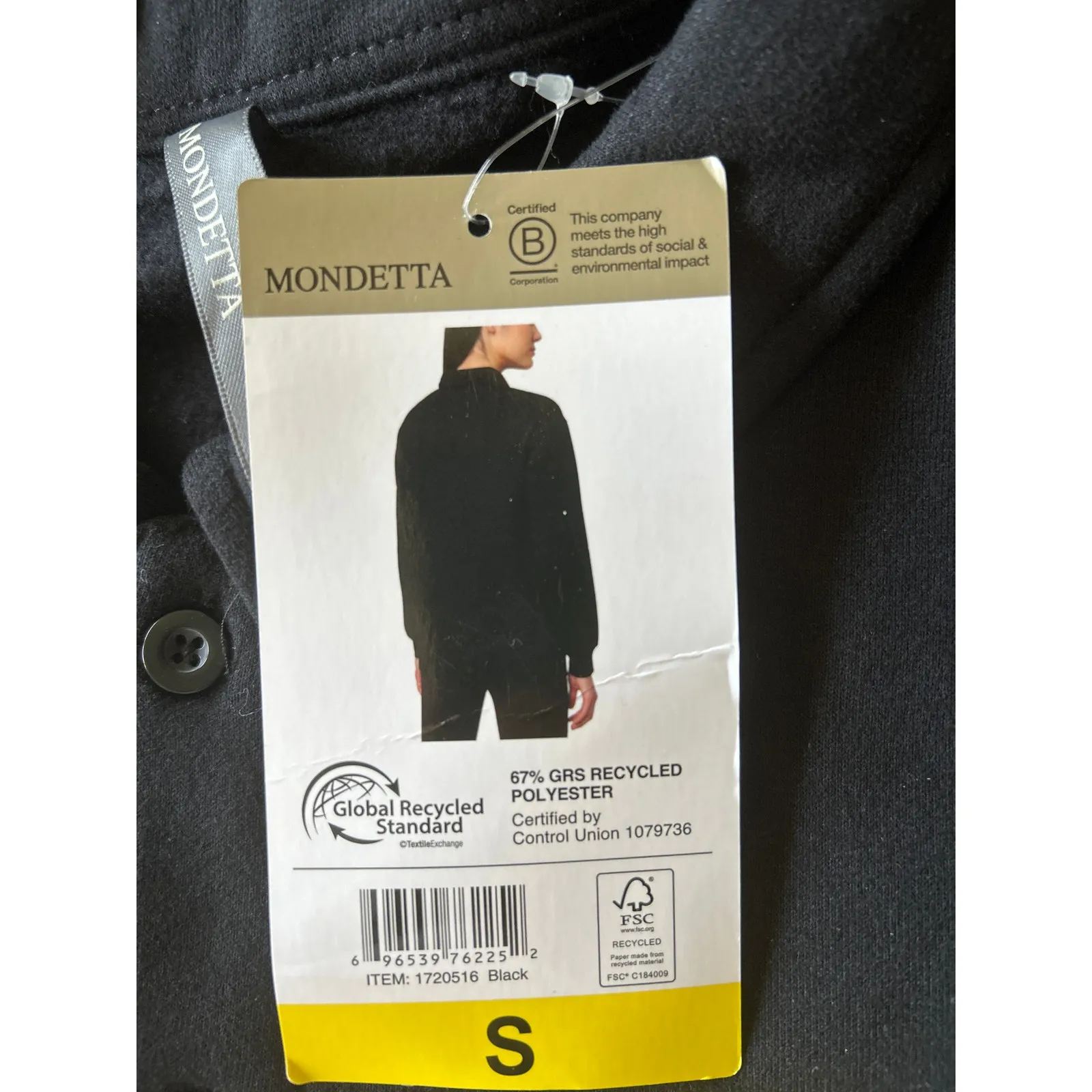 Mondetta  Womens  Black Collared Fleece Pullover Small - Image 4