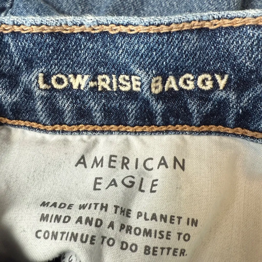 American Eagle Low-Rise Baggy Jeans Womens 2 Regular Denim Pants Boho Festival - Image 4