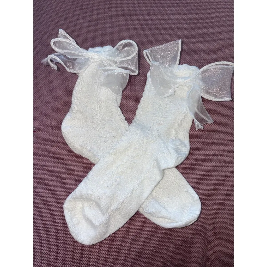 Lovers and Friends Charlize Socks in White One Size New Womens ankle bow - Image 4