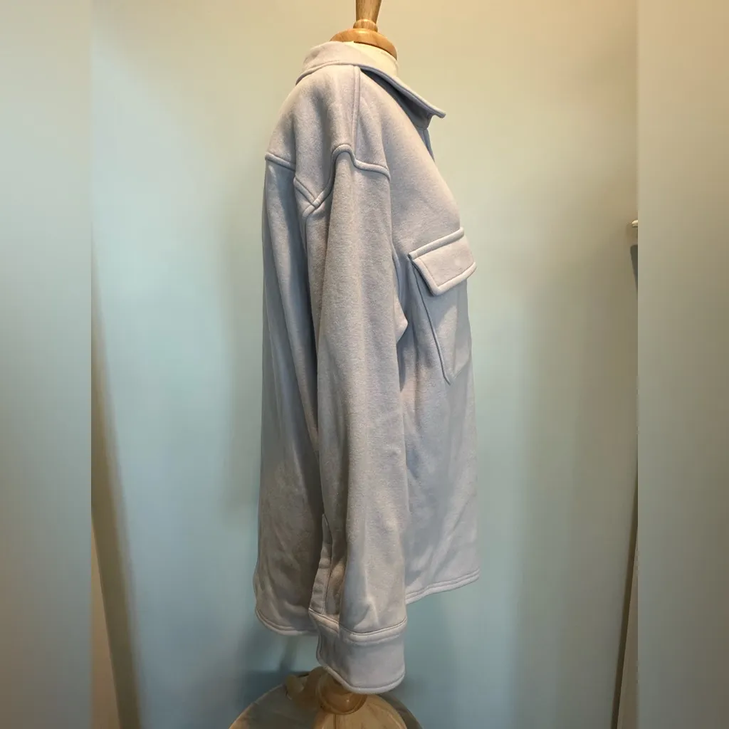 SKIMS Cotton Fleece zip up shirt jacket size Small NWT color Periwinkle - Image 11