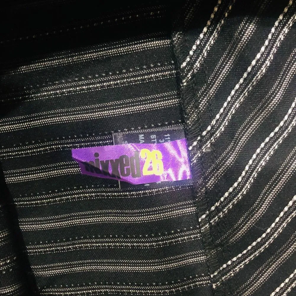 Mixxed26 Women's Pinstripe Pencil Straight Stretch Skirt‎ Black White Large NWT - Image 3