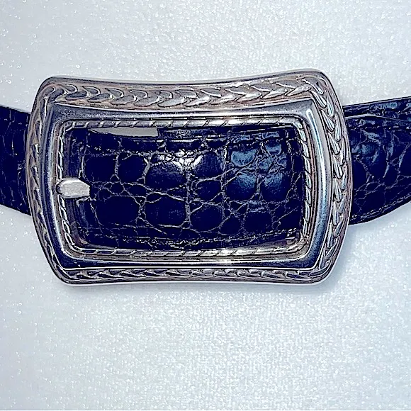 Reversible belt with silver plating one side brown & one side black - Image 12