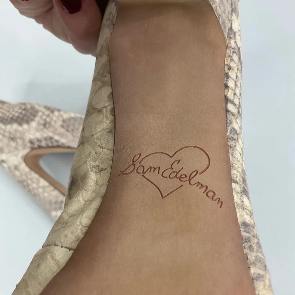 Sam Edelman  Tacoma Snakeskin Open Toe Platform Heels Size 7.5 - Image 7