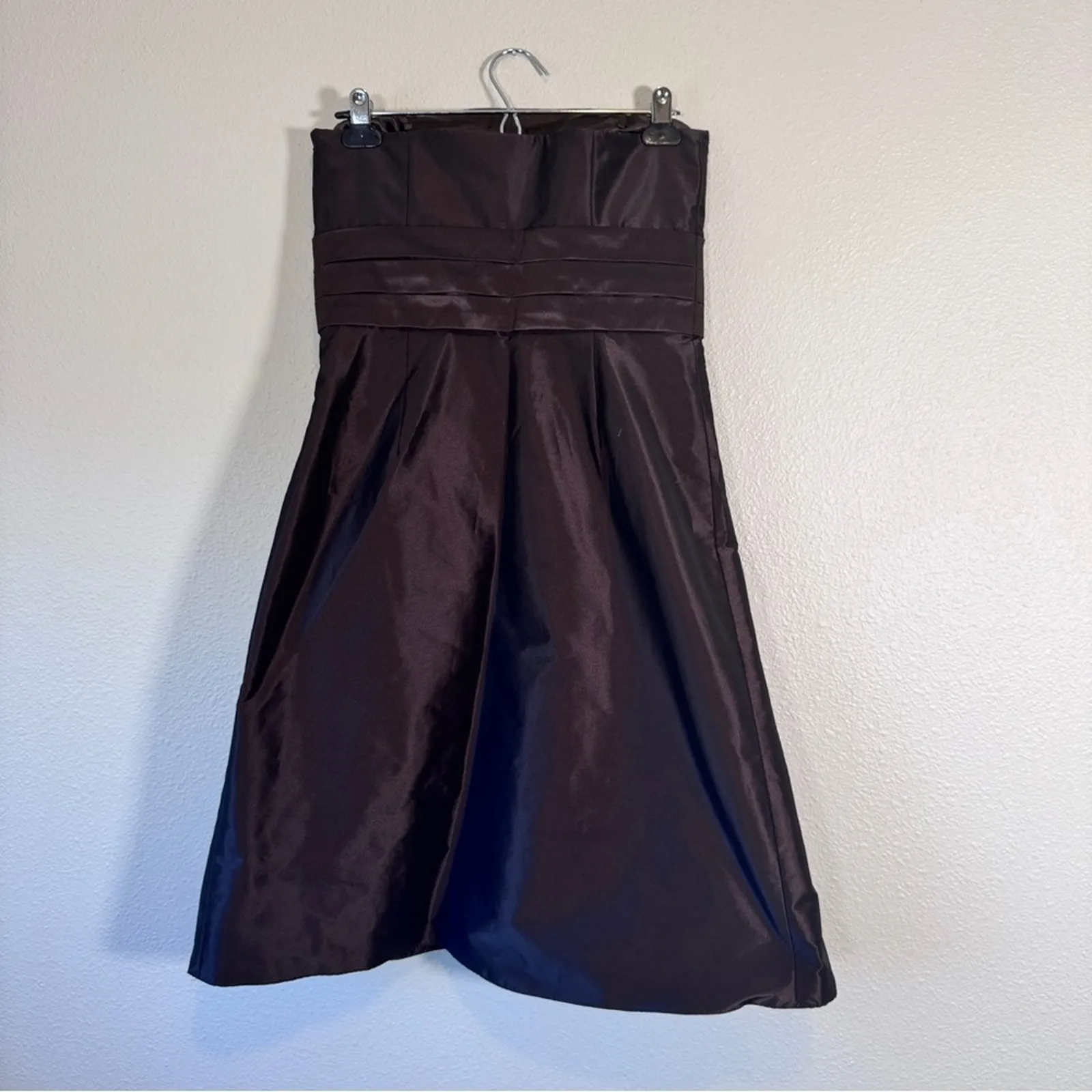 Ann Taylor Brown Strapless Gown Mini Dress Womens 4 Formal Bridesmaid Cocktail - Image 5