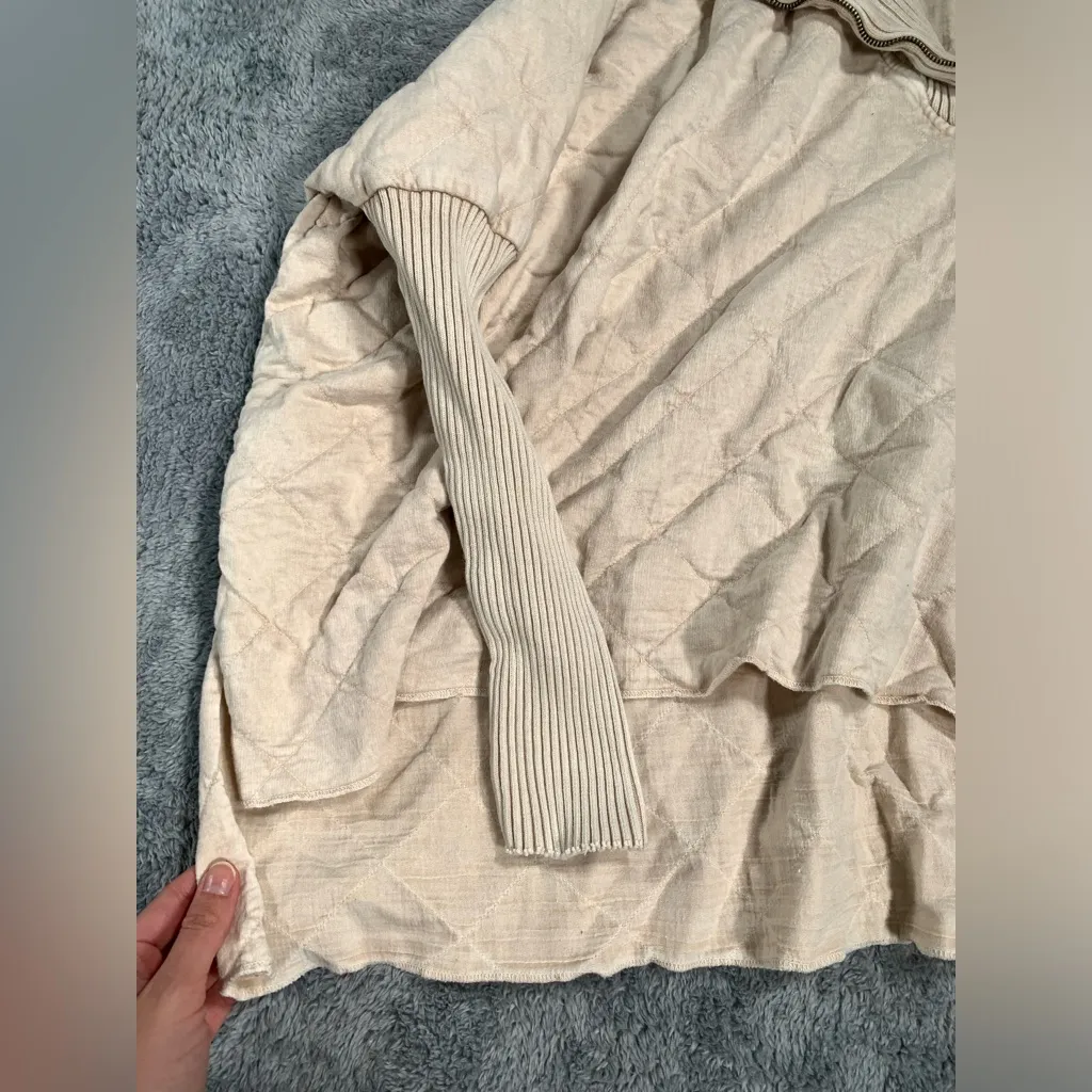 FP one free people cream cotton Sweatshirt sweater Size M - Image 2