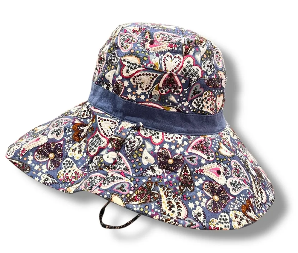 Reversible Wide Brim Sun Hat Beach Pool Summer UPF 50+ UV Protection Foldable A6 Blue - Image 1