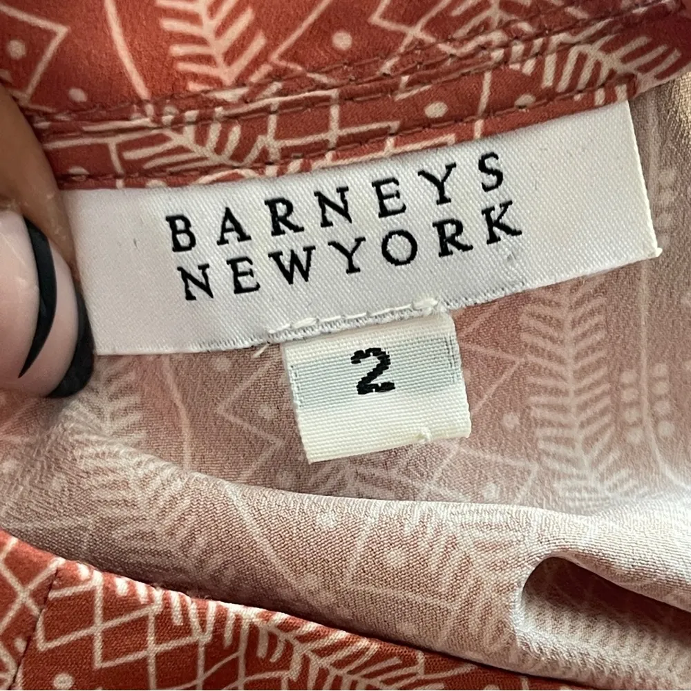 BARNEYS NY | Coral Tiered V-Neck Blouse Sz 2 - Image 11