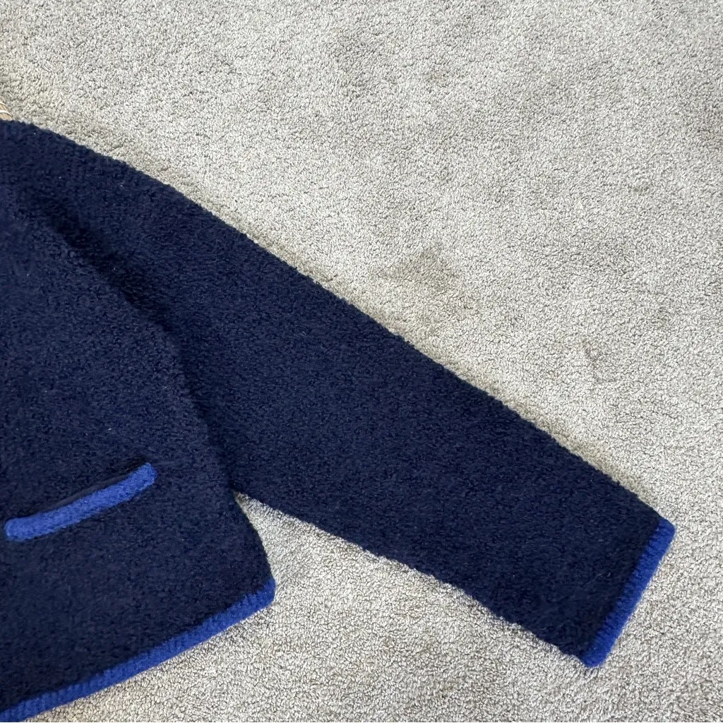 GAP Women’s Boucle Cropped Sweater Jacket Wool Alpaca Blend in Navy Combo S - Image 7