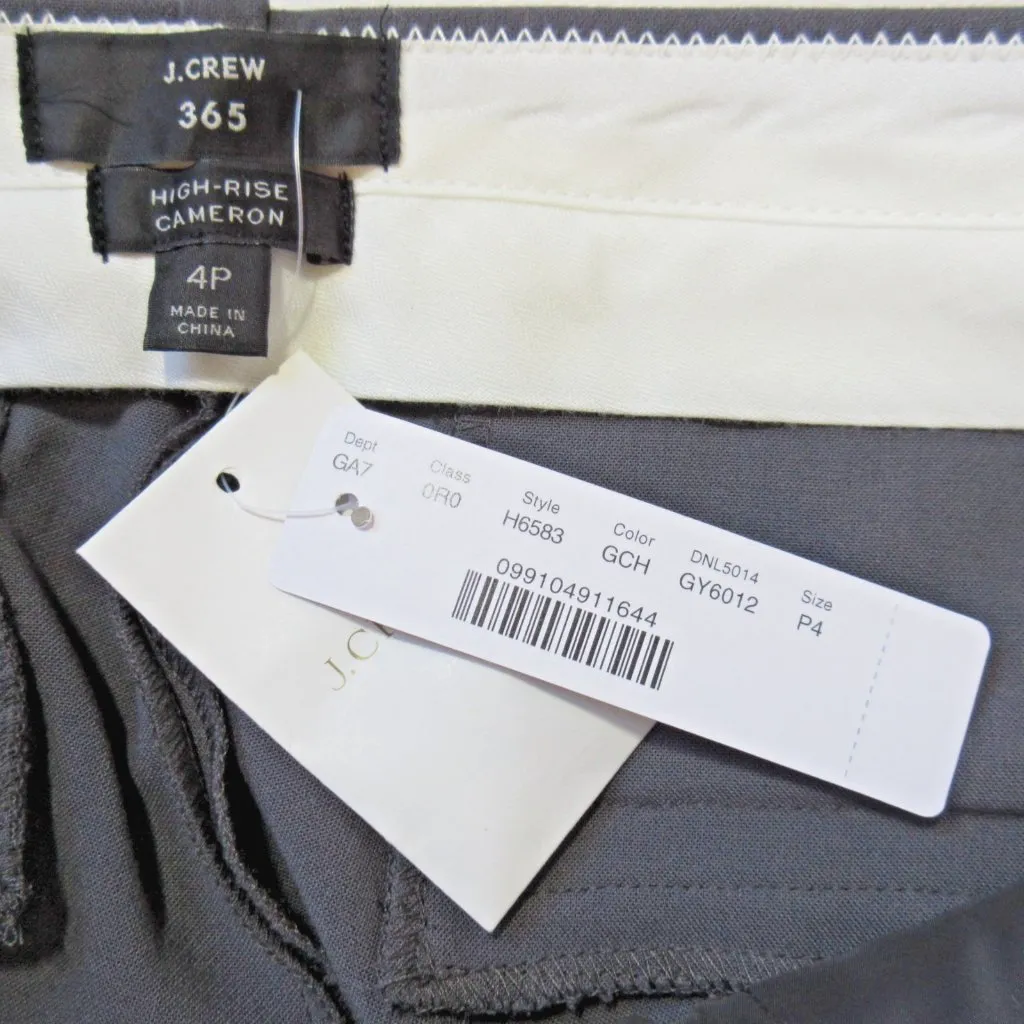 NWT J.Crew 365 High Rise Cameron Graphic Charcoal Four Season Stretch Pants 4P - Image 3