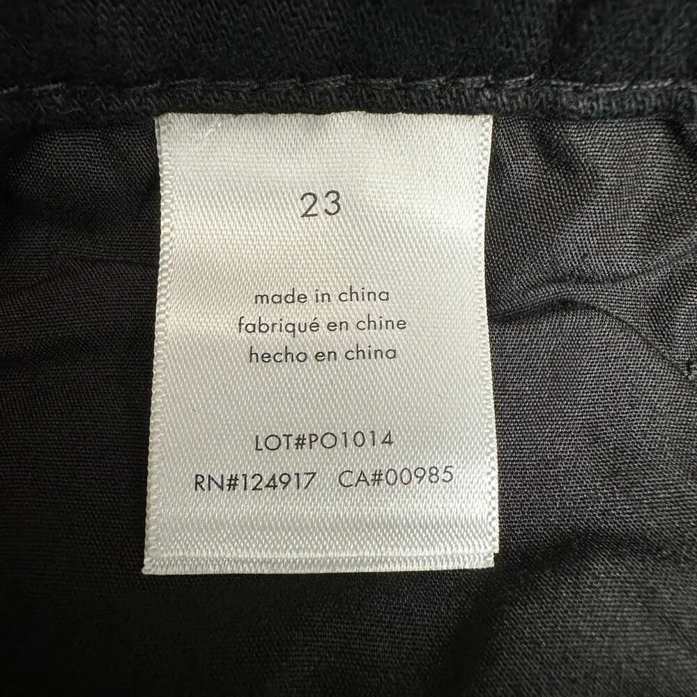 WEWOREWHAT Sz 23 Black Rigid Denim Wide Leg Distressed Jean Pants Raw Hem NEW - Image 6