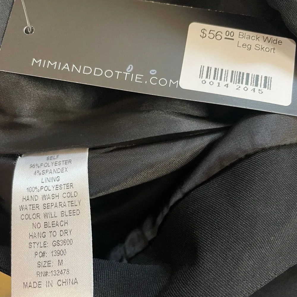 Mimi & Dottie Womens Size M Skort‎ Black Wide Leg Side Zip Boutique Franklin TN Size M - Image 7