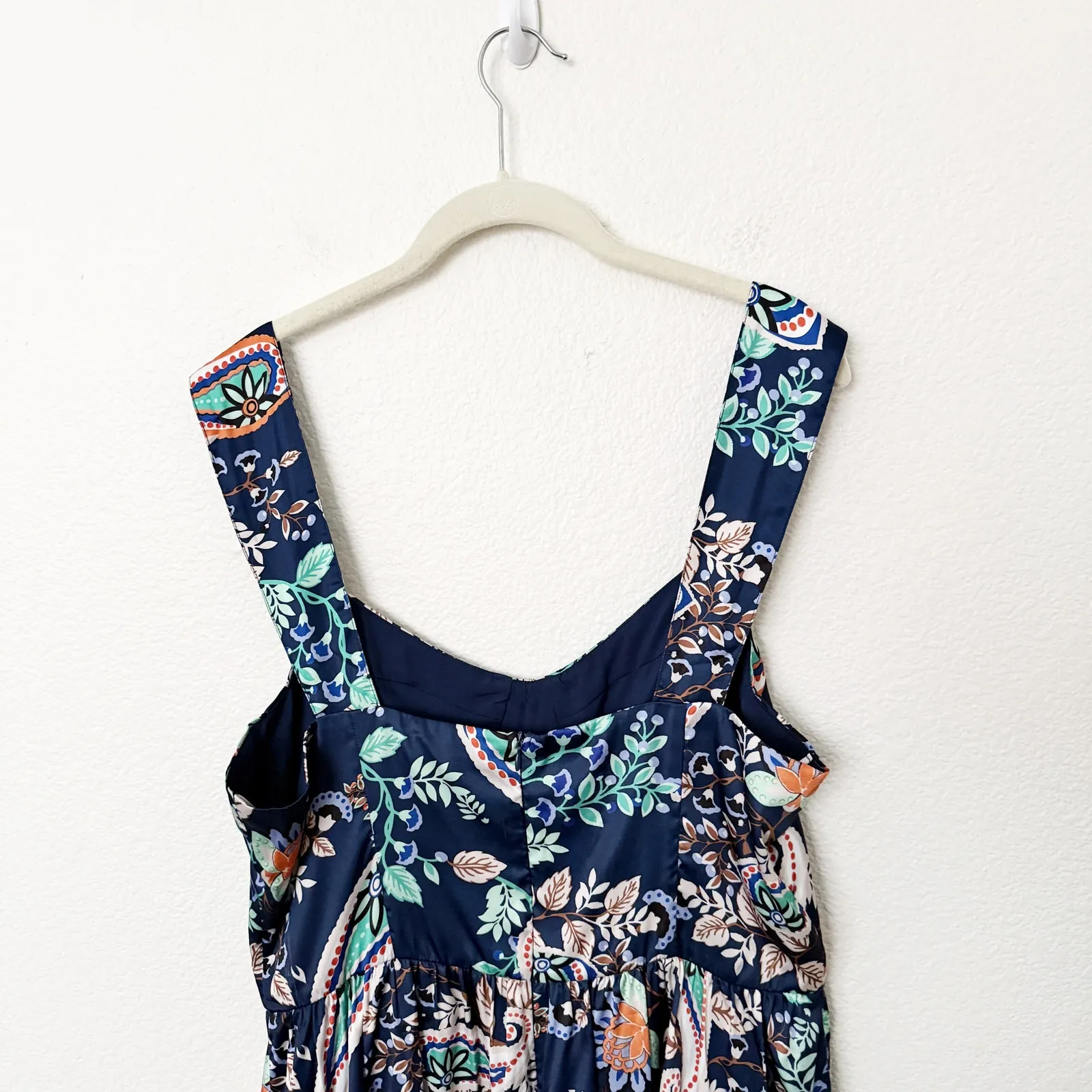 [Lulu's] Positively Adorable Navy Scarf Print Satin Tiered Bustier Romper NWT XL - Image 5