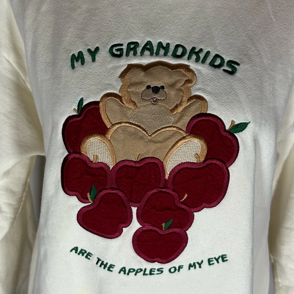 M & C Energy Sportswear • Grandkids Apple Of My Eye Sweater Grannycore Size PL Red - Image 2