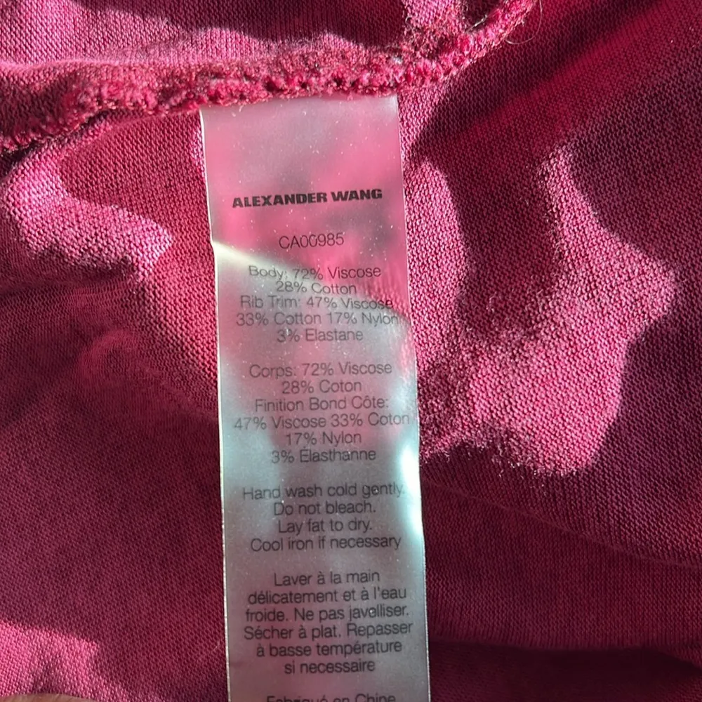 T by Alexander Wang Short Sleeve Jersey Top in Burgundy Red, Size M EXCELLENT! - Image 7