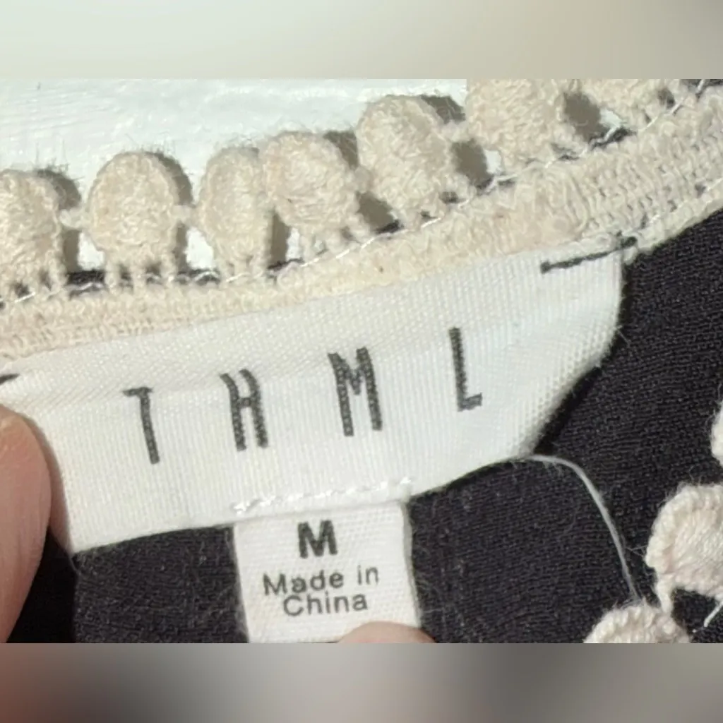 THML Anthropologie Black Top with Multicolor Embroidery. Size M. EUC - Image 2