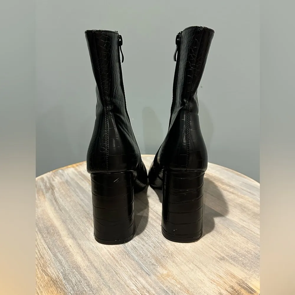 Nasty Gal Croc Embossed Block Heel Meadow 2 Ankle Boots Size 8 - Image 13