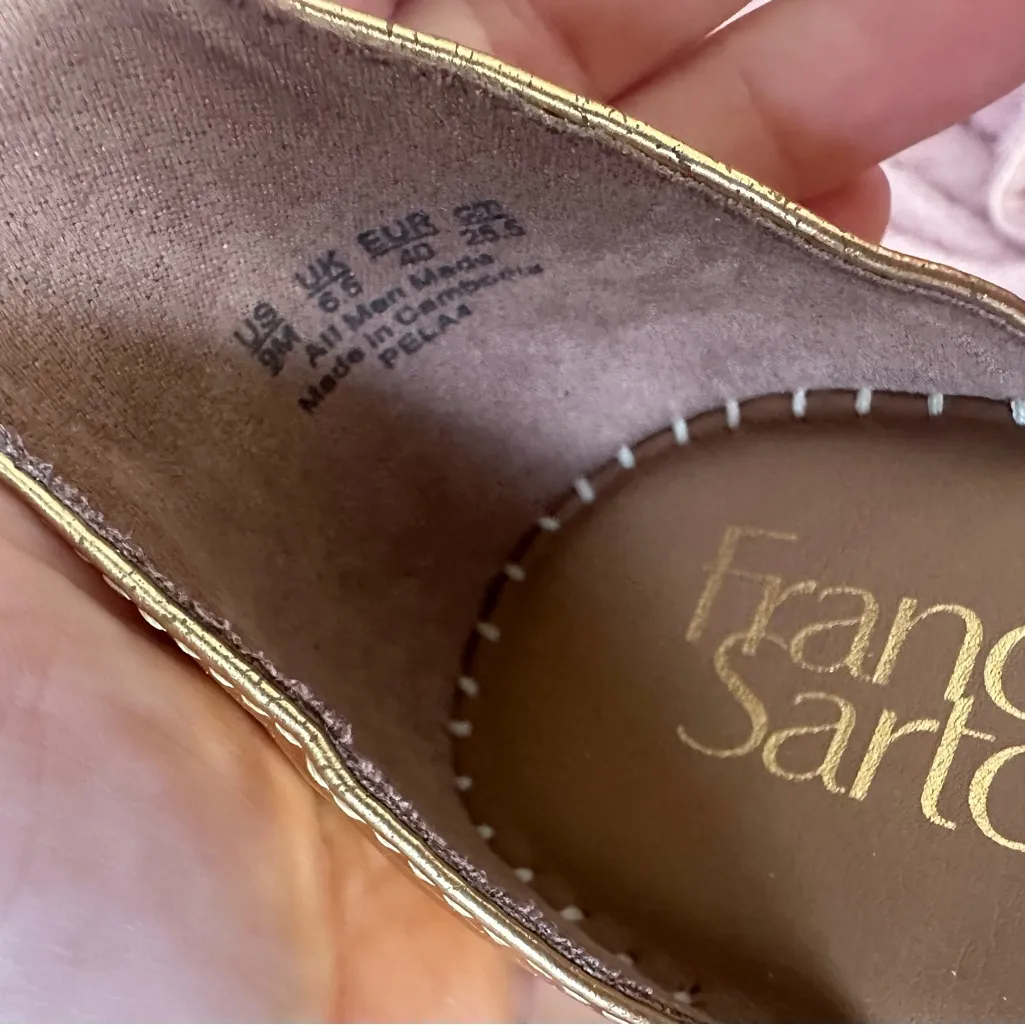 NEW Franco Sarto Clemens Womens Espadrille Gold Metallic Wedge Sandals Heels 9M - Image 11