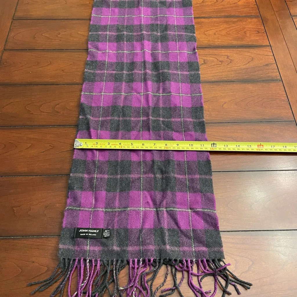 John Hanly Plaid Merino Wool‎ Scarf - Image 4