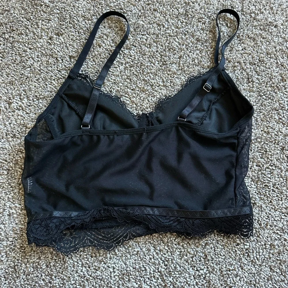 Lace Bralette Black Floral Sheer Bustier Crop Top Sexy Party Festival‎ - Image 3