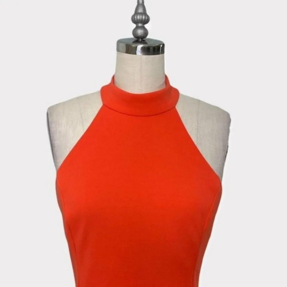 Lulu’s Mini Halter Bodycon Dress Red Orange Large - Image 5