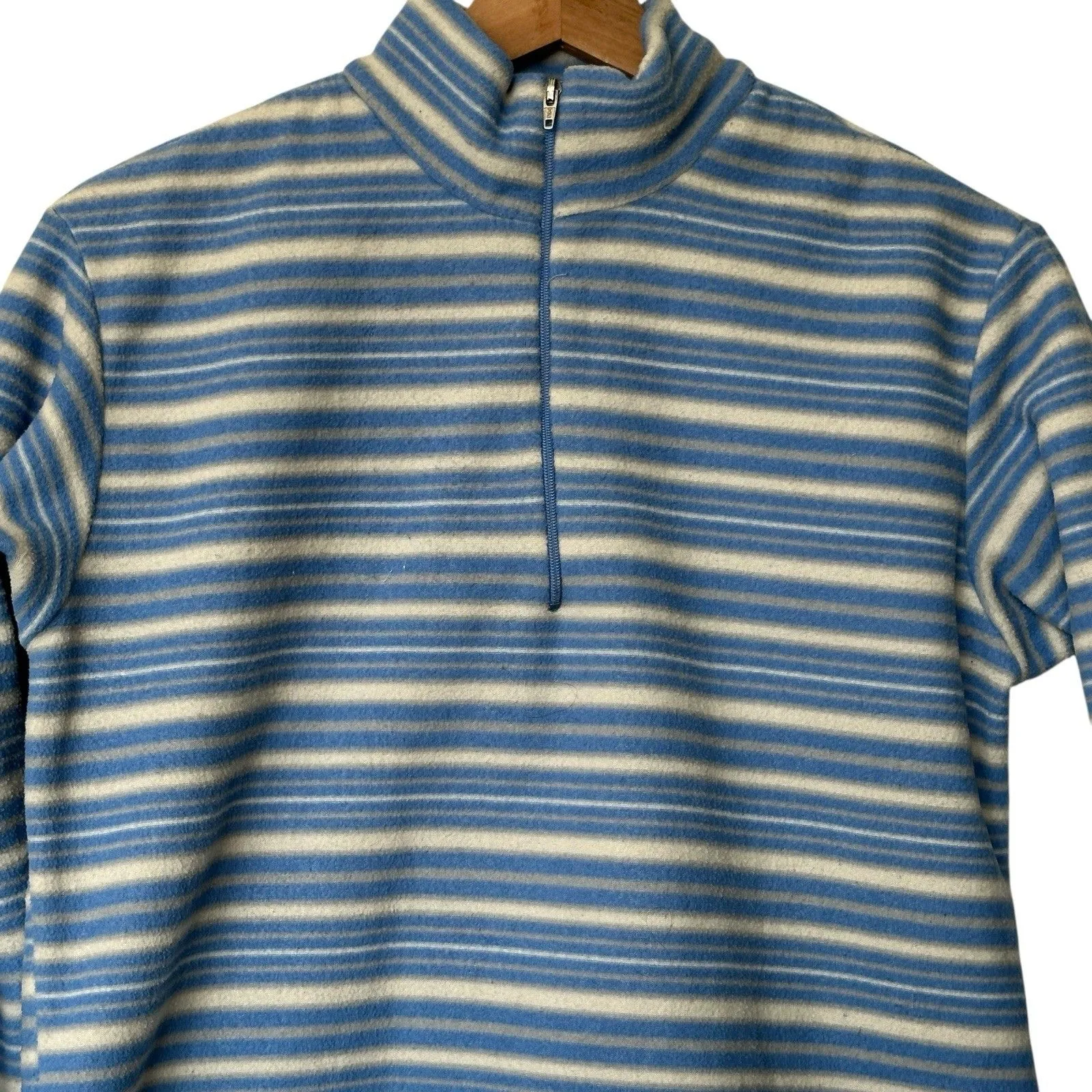 Patagonia CAPILENE VTG M 1/4 Zip Pullover Women's Blue Striped Fleece Sweater - Image 4