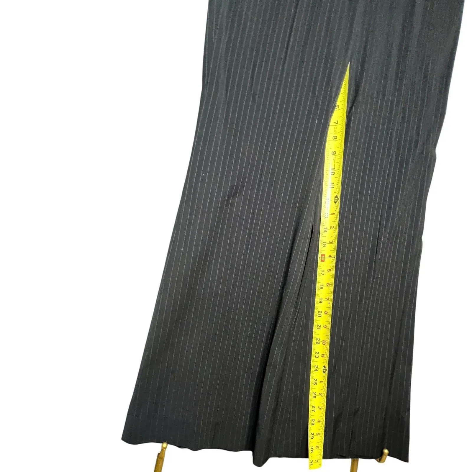 Elie Tahari Pants Womens 8 Black Pinstripe Wide Leg Virgin Wool Blend Dressy - Image 10
