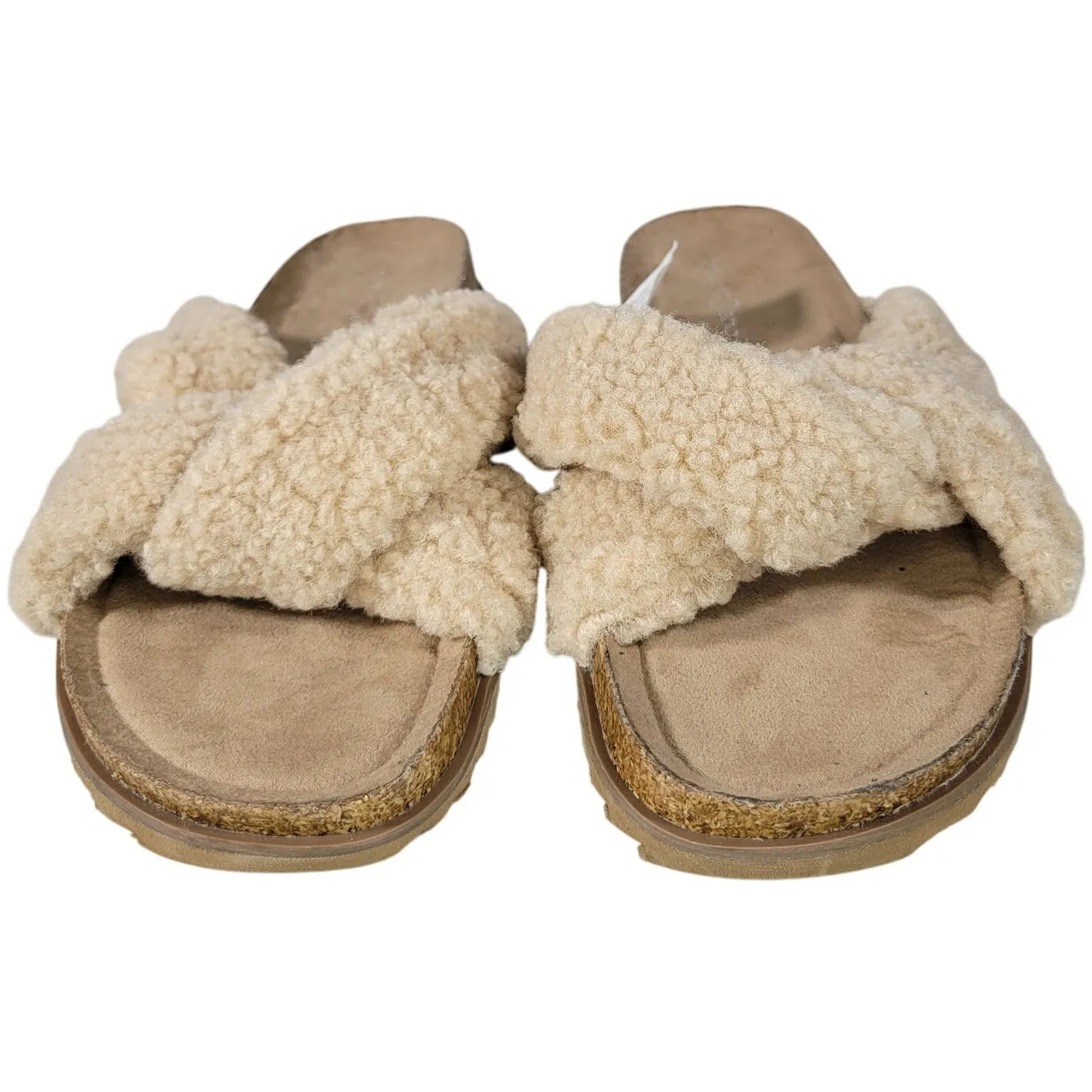 Treasure and Bond Sherpa Slide Sandals Cream Women‎ Size 6 Comfort Cozy Warm - Image 2