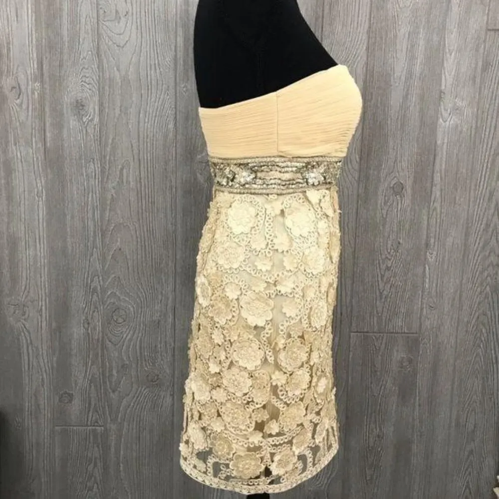 NWT sue wong flower beaded lace dress style N0452 Champagne ball gown prom - Image 2