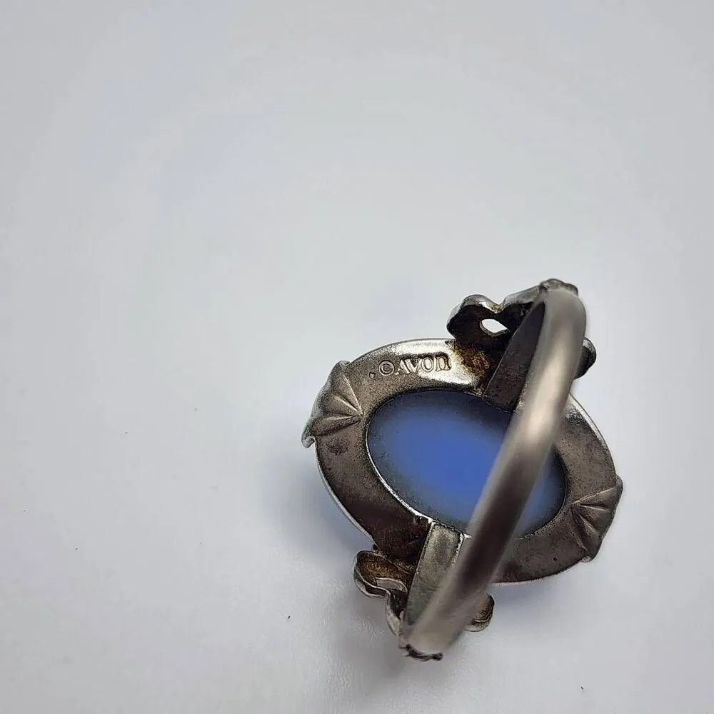 Vintage Avon Silver Tone & Blue Ring (7) Silver - Image 8