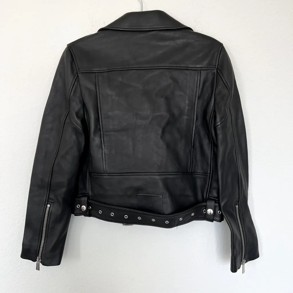 NWT Anine Bing Benjamin Leather Moto Jacket in Black Sz XS - Image 4