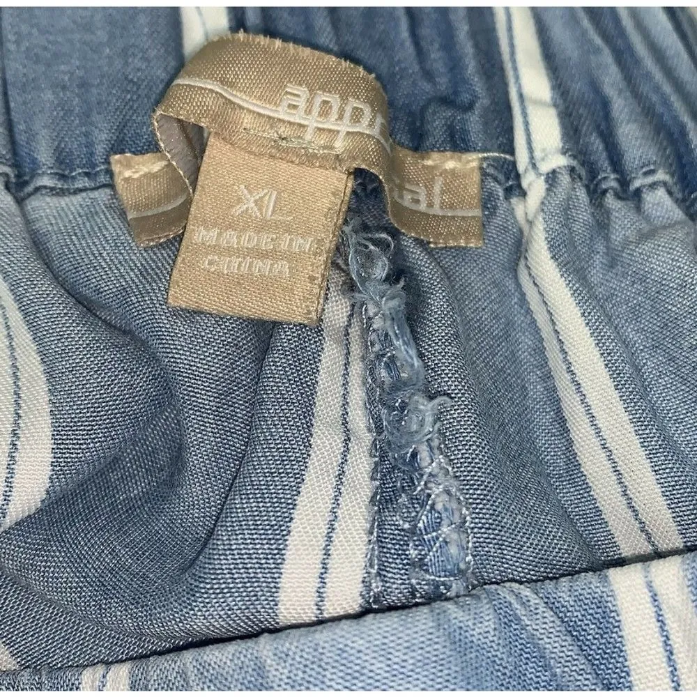 Appraisal Womens Capri Pants Size XL Blue White Striped Lyocell Casual Summer - Image 6