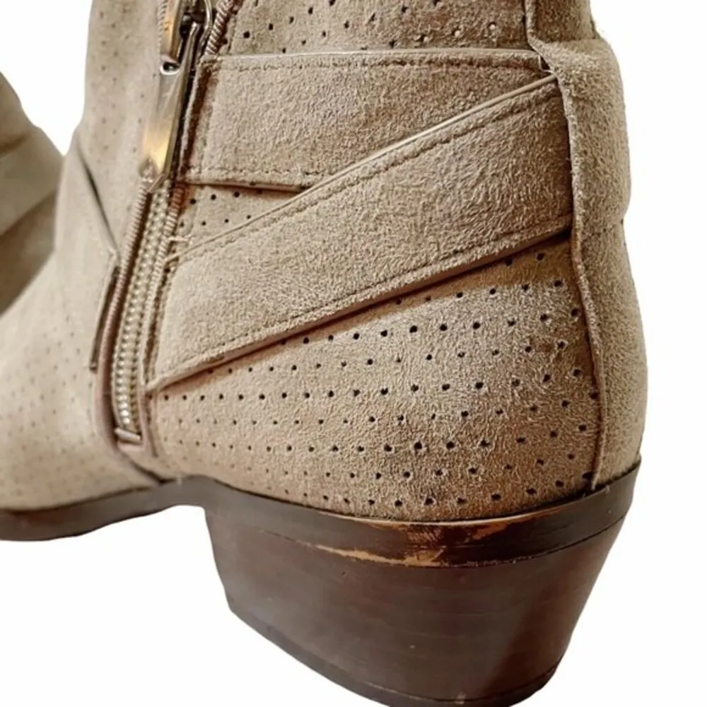 Sam Edelman Patrisha Perforated Suede Western Booties Light Taupe Women’s Size 6 - Image 8