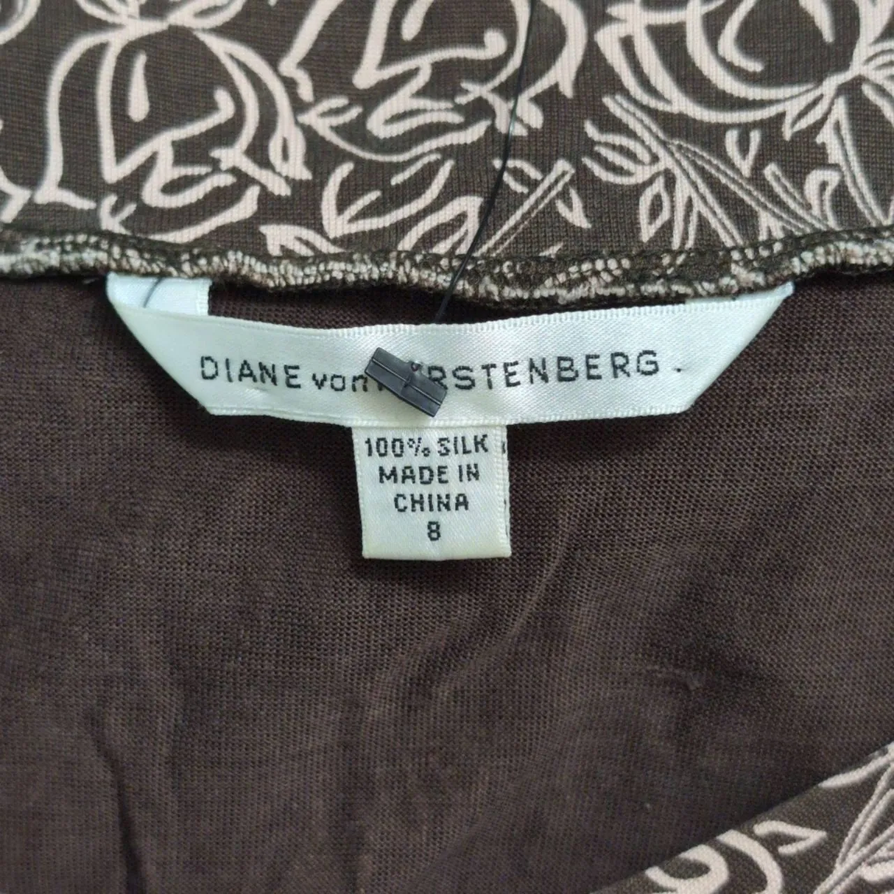 Diane von Furstenberg DVF Enola Brown Patterned V Neck Sleeveless Midi Dress 8 - Image 6