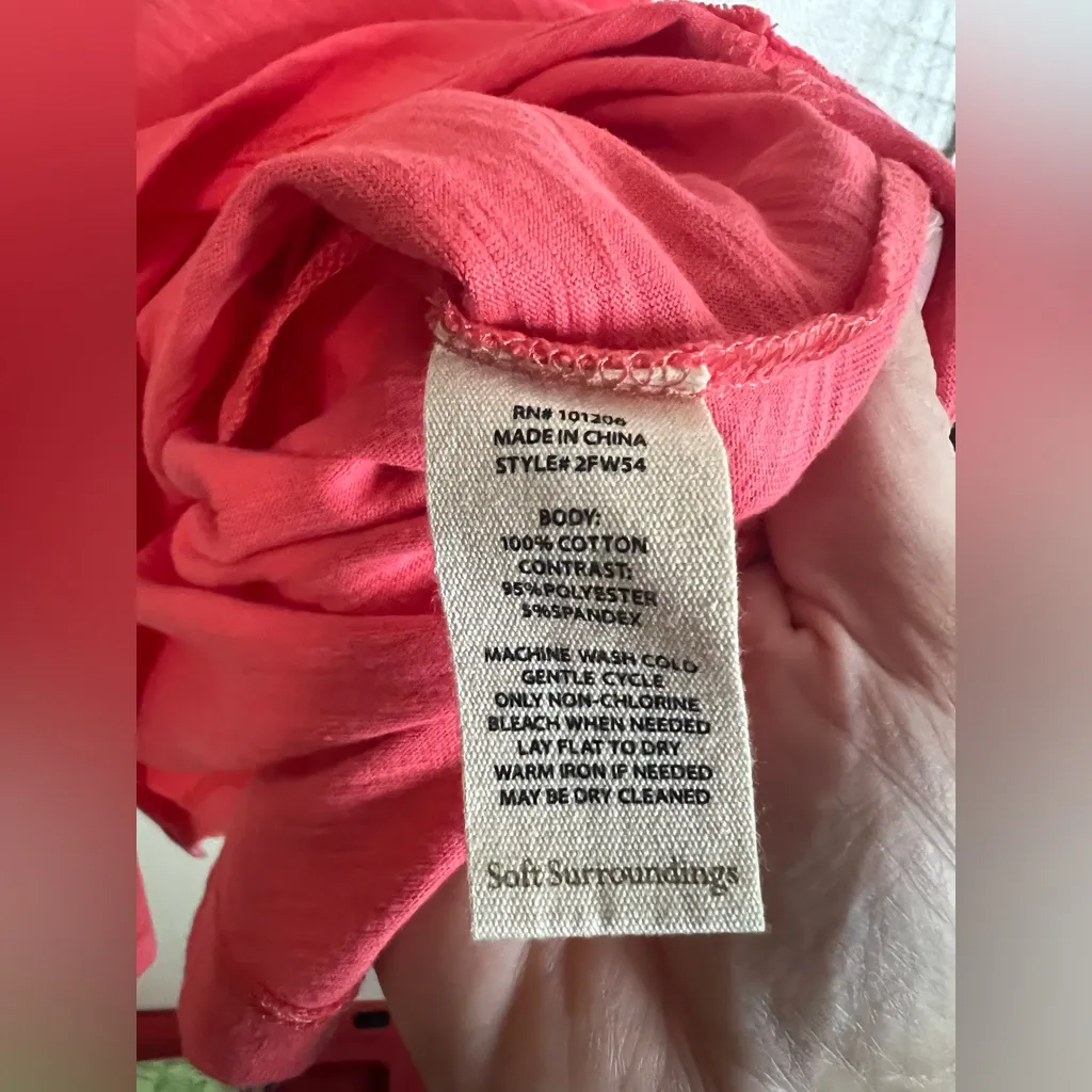 Soft Surroundings Coral Button Front Dress XS Asymmetrical Hem Mixed Buttons - Image 7