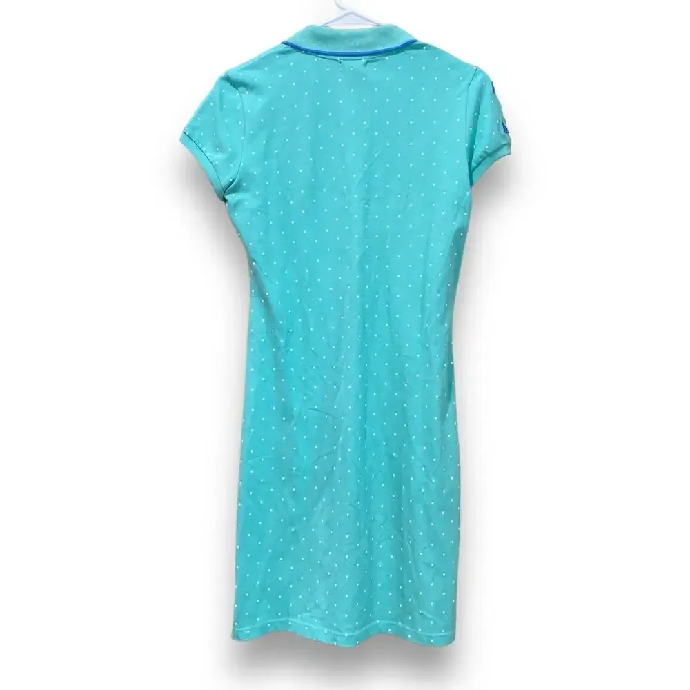 US POLO ASSN Ralph Lauren Mint Green Dot Polo Dress Polka Dot Small Tropical Sky - Image 2