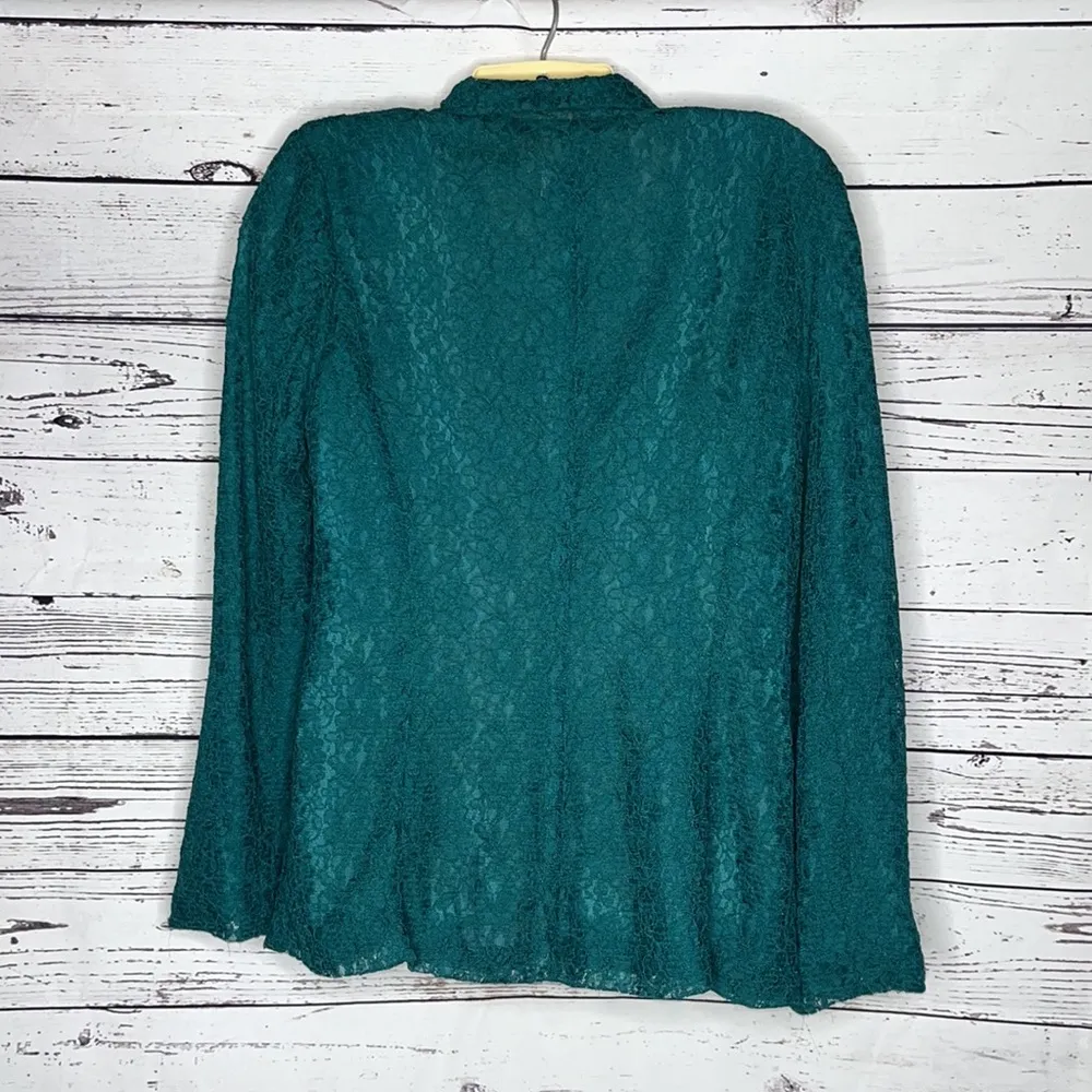 LC Lauren Conrad NWT Size 12 Teal - Floral Lace Vintage Charm Blazer Jacket - Image 2