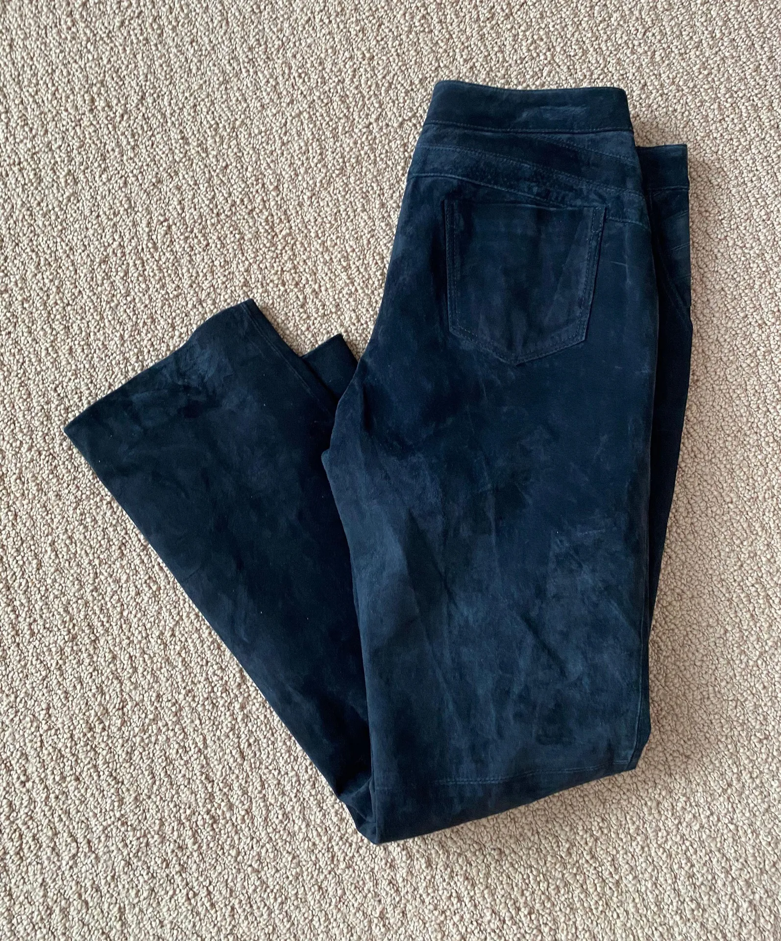 Black Y2K Suede Straight Leg Pants - Image 5