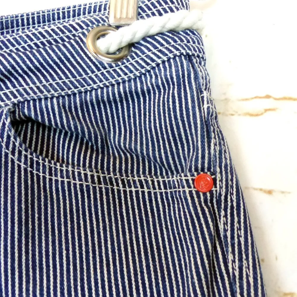 BB Dakota Denim Shorts Womens 9 Blue Railroad Stripes Rope Waist Nautical Y2K - Image 3