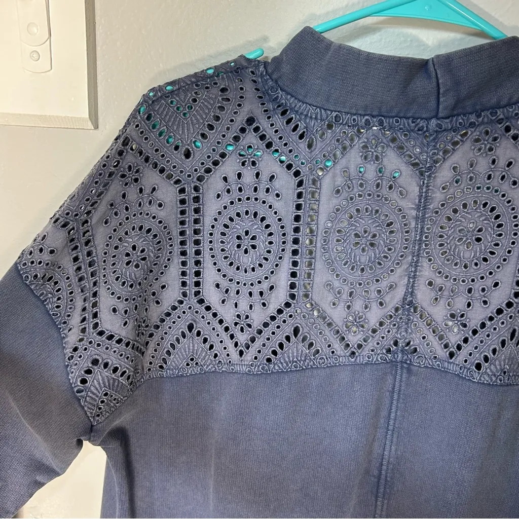 Soft surroundings open front Ellie topper eyelet lace cardigan boho xl cotton - Image 5