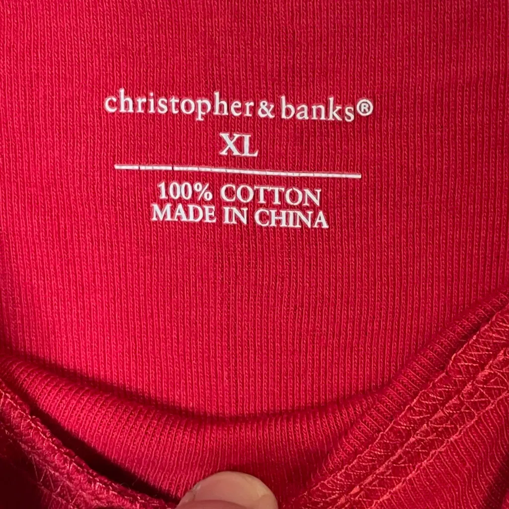 Christopher & Banks Red Mock Neck Long Sleeve Shirt Size XL Holiday Christmas - Image 3