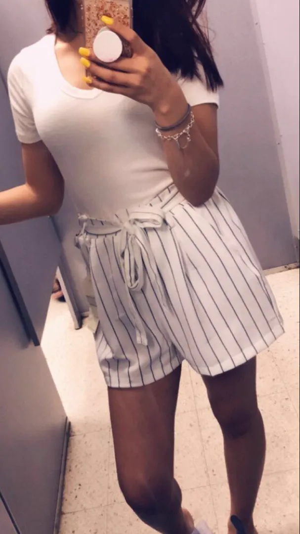 White Shorts With Blue Stripes - Image 2