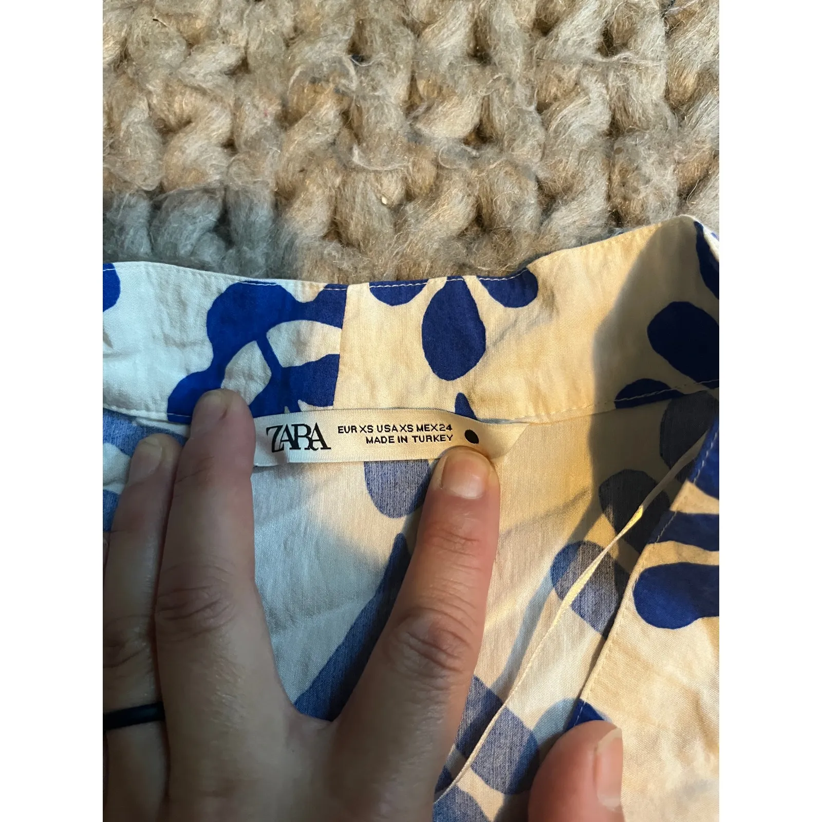 Zara blue and white floral baby doll dress size xs - Image 3